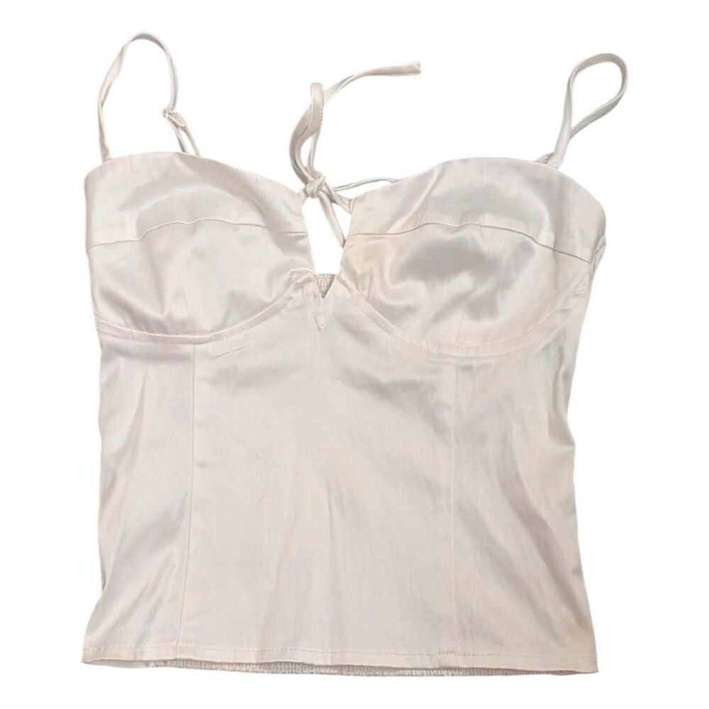 Glassons satin bustier corset crop top white small size 4 sweetheart coquette